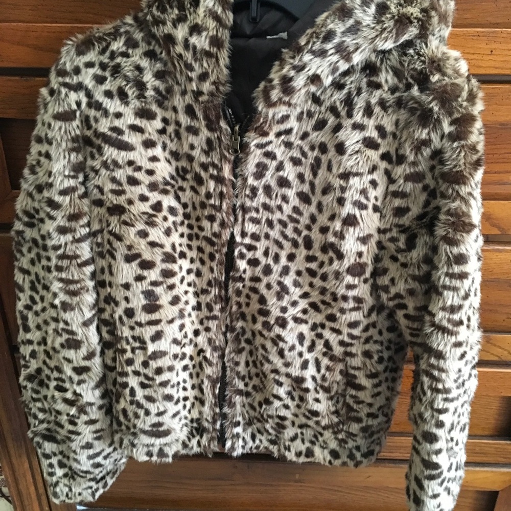 Faux fur jacket with hood